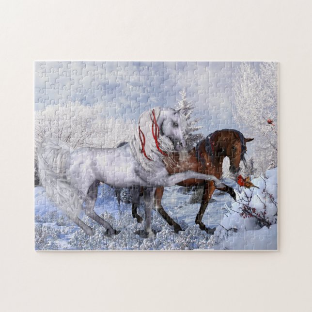 Puzzle de chevaux de Noël (Horizontal)