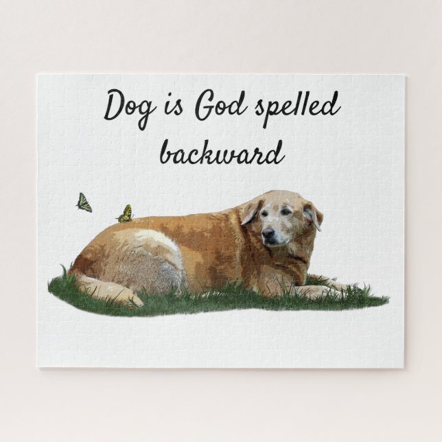 Puzzle de Chien de race mixte jaune du Labrador (Horizontal)