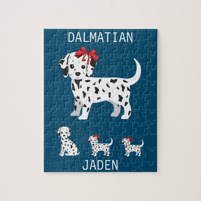Puzzle de chiots dalmatiens avec un nom personnali (Vertical)