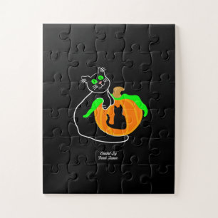 Puzzle de Citrouille de chat noir surdimensionné