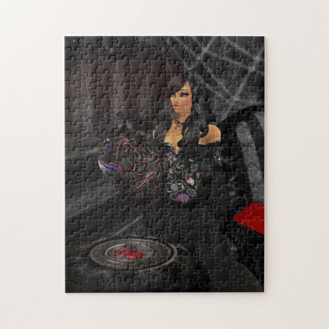 Puzzle de coeur noir gothique (Vertical)