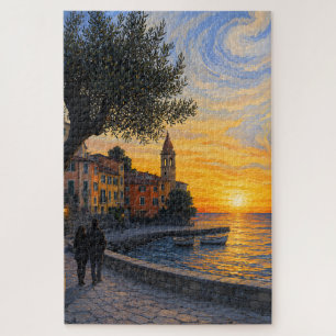 Puzzle de coucher de soleil italien de style post-