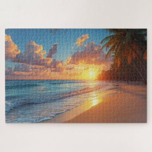 Puzzle de coucher de soleil sur une plage tropical