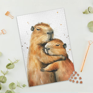 Puzzle de couple de capybaras câlins adorable