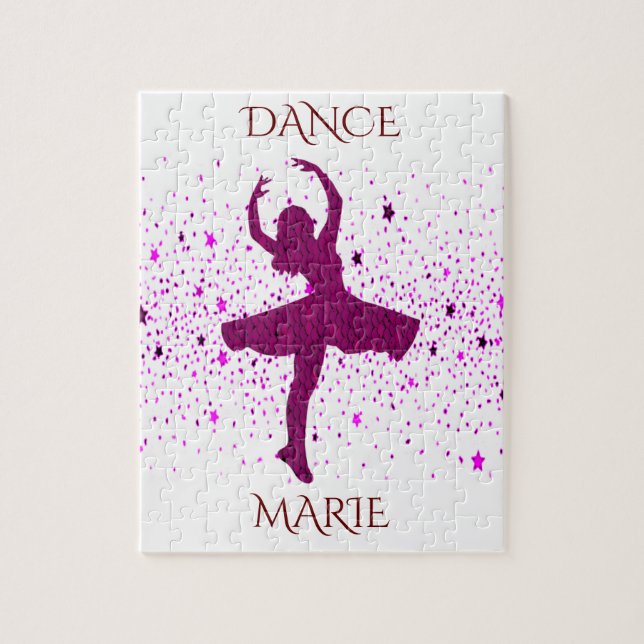 Puzzle de danse pour les filles. Nom personnalisé. (Vertical)