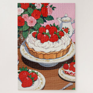 Puzzle de dessert à la fraise