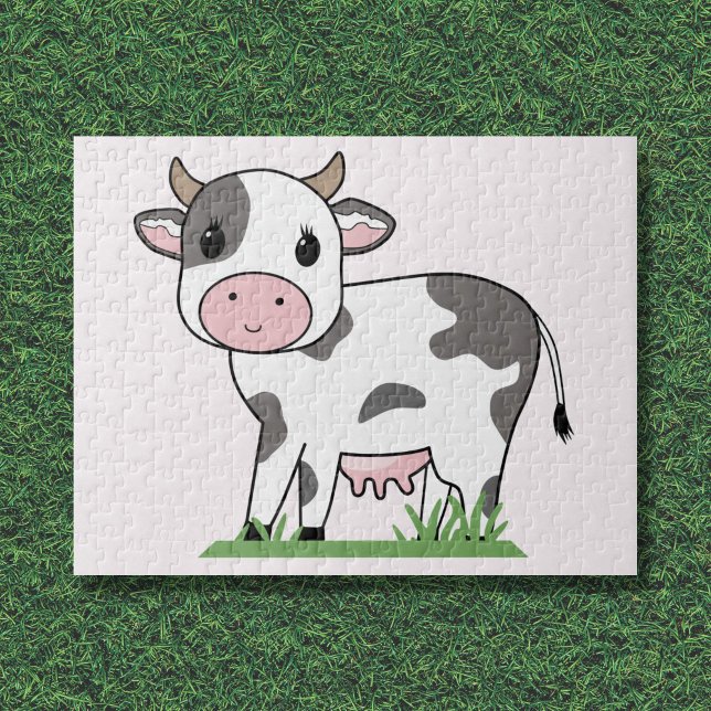 Puzzle de dessin de vache mignonne (Cute Cow Cartoon Puzzle)
