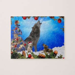 Puzzle de famille de loup de chant