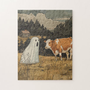 Puzzle de fantôme d'Halloween de style ferme moder