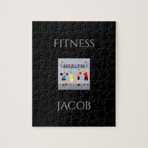 Puzzle de fitness en noir avec nom personnalisé.