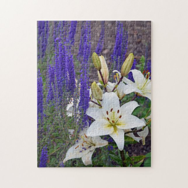 Puzzle de fleur de lys blanc (Vertical)