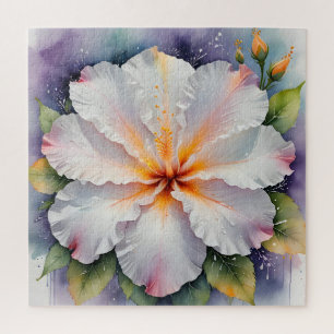 puzzle de fleur d'hibiscus blanc