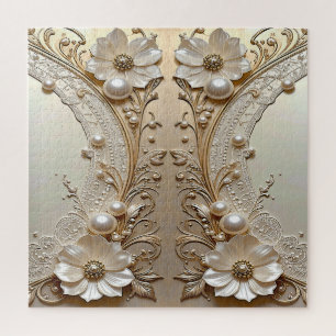 Puzzle de fleurs blanches modernes et perles