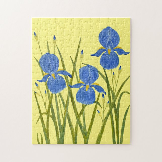 Puzzle de fleurs d'iris bleues (Vertical)