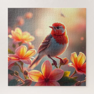 Puzzle de fleurs d'oiseau orange