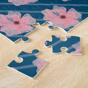 Puzzle de fleurs roses et rayures