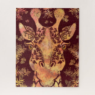 Puzzle de girafe regardant - Peinture