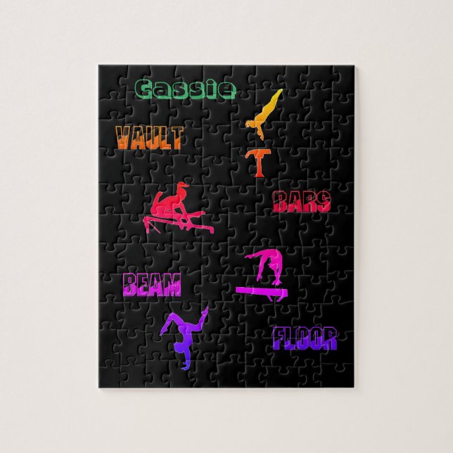 Puzzle de gymnastique - coffre, bars, poutre, plan (Vertical)