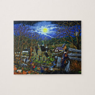 Puzzle de Halloween, sorcières, école, universit