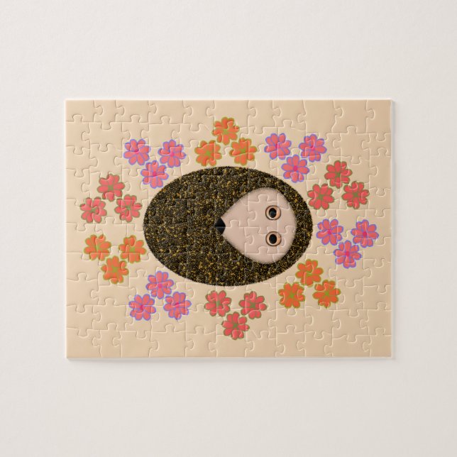Puzzle de Hérisson et de Fleurs (Horizontal)