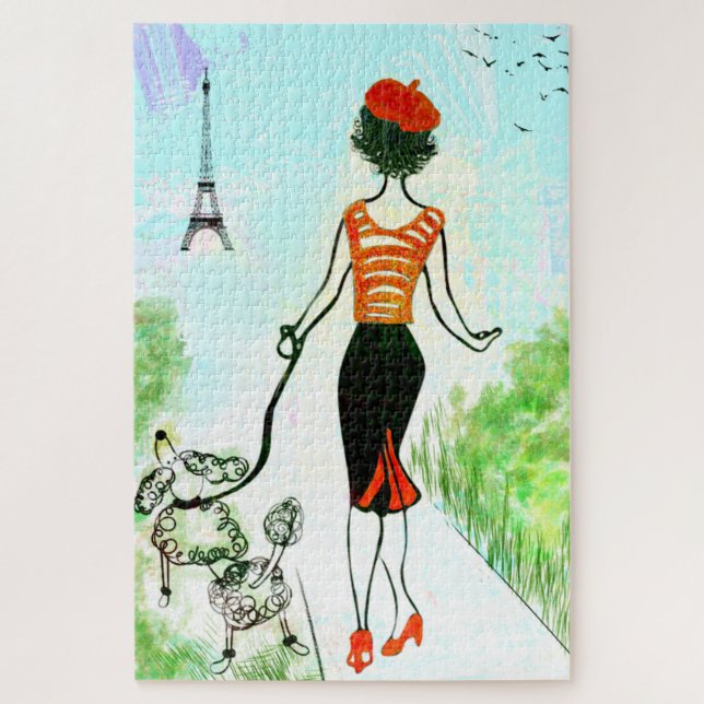 Puzzle de jardin de la Dame et de la Poodle (Vertical)