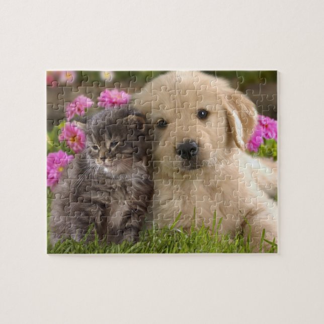Puzzle de jeu de chiot et de chaton (Horizontal)