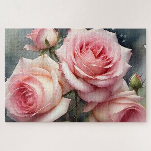 Puzzle De jolies roses roses légères roses jardin peintur