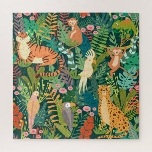 Puzzle de jungle à l'aquarelle difficile
