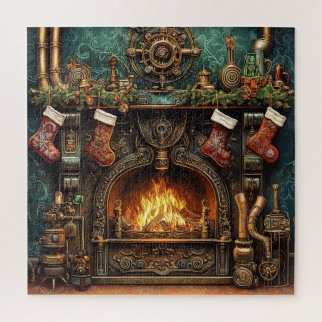 Puzzle de la cheminée de Noël Steampunk (Vertical)
