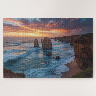 Puzzle de la falaise côtière au coucher du soleil
