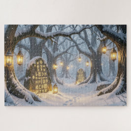 Puzzle de la forêt celtique enchantée d'hiver