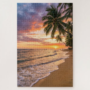 Puzzle de la plage au coucher de soleil tropical d