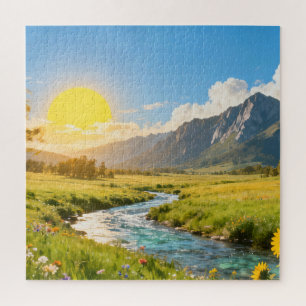 Puzzle de la prairie ensoleillée de la montagne