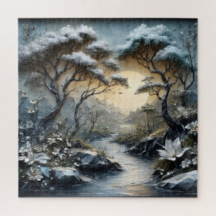 Puzzle de la rivière de la forêt hivernale