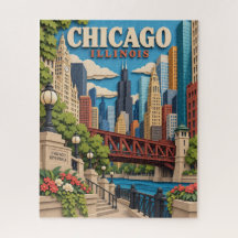 Puzzle de la skyline de Chicago en papier découpé