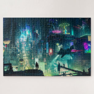 puzzle de la ville science-fiction sombre