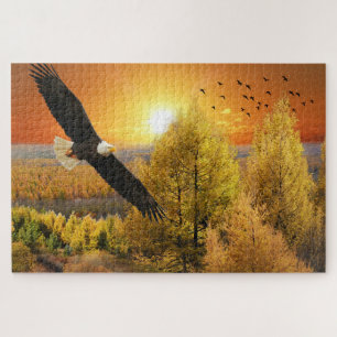 Puzzle de l'aigle américain au coucher du soleil