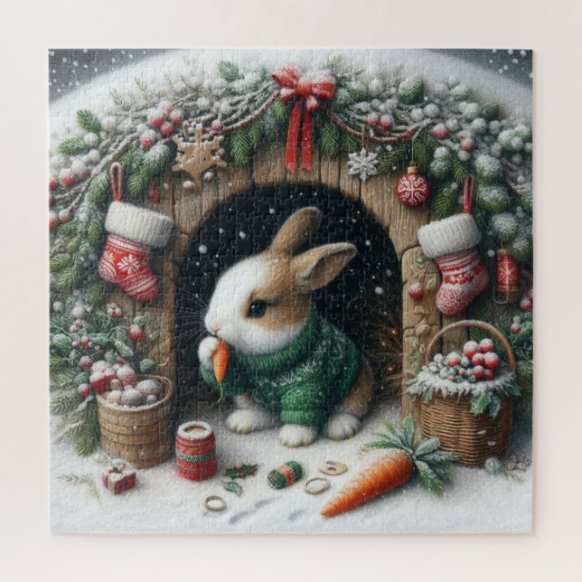 Puzzle de lapin de Noël (Vertical)