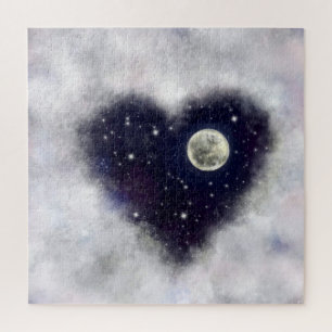 Puzzle de Lune romantique Coeur - Amour