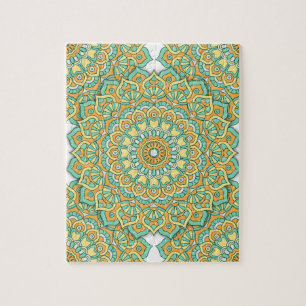 Puzzle de mandala en vert/jaune