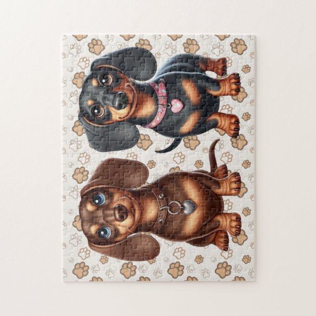Puzzle De mignons amis dachshund (Vertical)