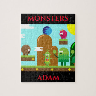 Puzzle de monstres avec le nom de l'enfant.
