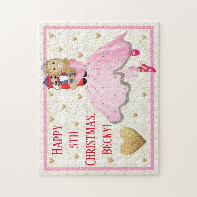 Puzzle de Noël fille rose Ballerina Personnaliser (Vertical)