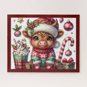 Puzzle de Noël rustique à l'effigie de la vache de