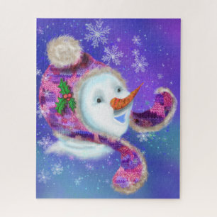 Puzzle de Noël Snowman en rose violet Casquette Be