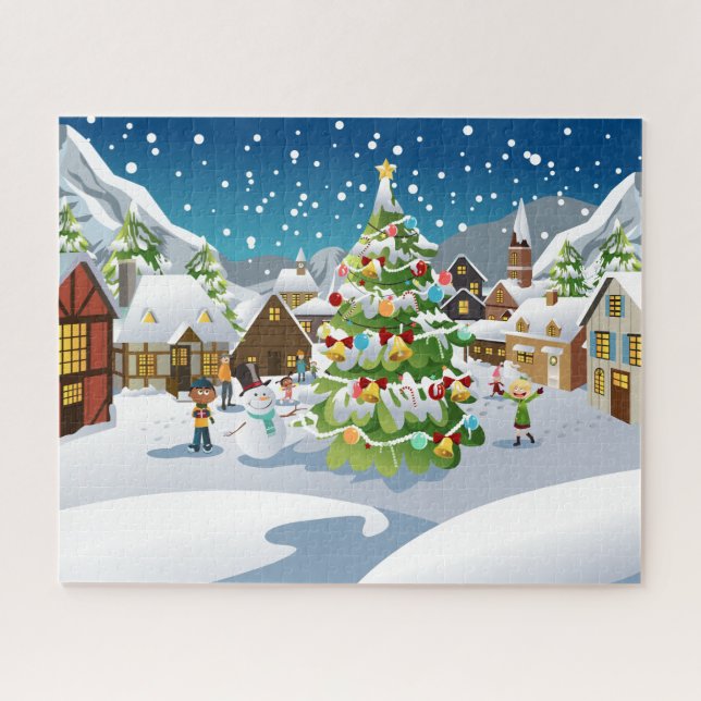 Puzzle de Noël Snowy Petite Ville (Horizontal)