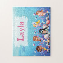 Puzzle de nom d'enfant de sirène personnalisée