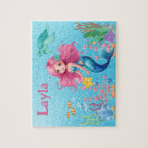 Puzzle de nom d'enfant de sirène personnalisée