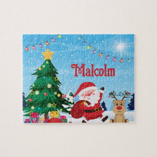 Puzzle de nom d'enfant personnalisé de Noël Père N