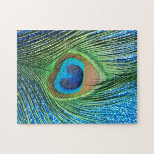 Puzzle De paon de plume toujours la vie bleue